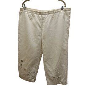 Linen with Love Ivory Cream Mother of the Pearl Pull On Lined Pants Women Size L